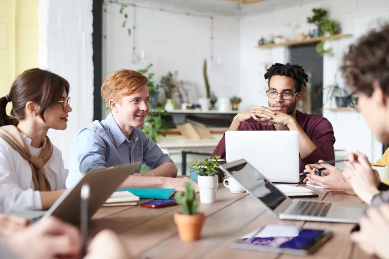 Junior marketer gaining experience in an office