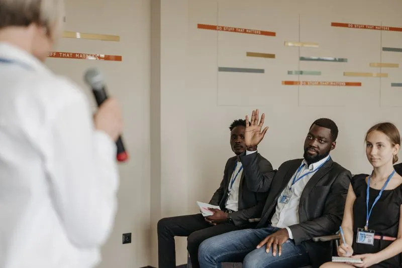 Business professionals discussing a proposal