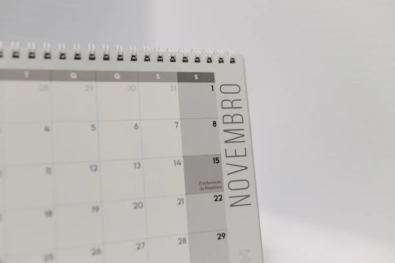 Planning calendar and timeline on desk